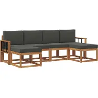 vidaXL Outdoor-Sofagarnitur 6 stk. Natur und Anthrazit