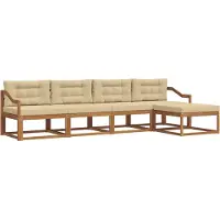 vidaXL Outdoor-Sofagarnitur 5 stk. Natur und Beige