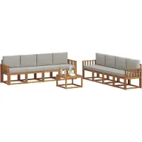 vidaXL Outdoor-Sofagarnitur 9 Stk. Natürlich und Hellgrau