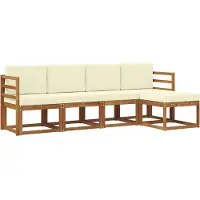 vidaXL Outdoor-Sofagarnitur 5 Stk. Natur und Creme