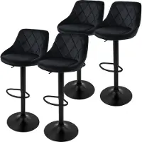 ML-Design Barhocker 4Er Set aus Samt Schwarz Gepolsterter Drehbar
