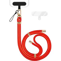 Nalia HoldMe Edition - Lanyard mit Karabiner Schwarz & 2 Pads - Universal Handykette Nylon Umhänge Band - Neon Orange