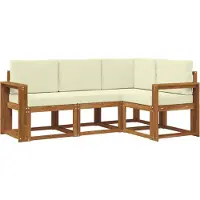 vidaXL Outdoor-Sofagarnitur 4 stk. Natur und Creme