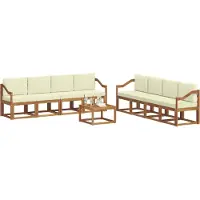 vidaXL Outdoor-Sofagarnitur 9 Stk. Natur und Creme