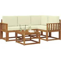 vidaXL Outdoor-Sofagarnitur 5 stk. Natur und Creme