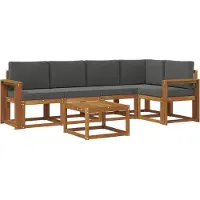 vidaXL Outdoor-Sofagarnitur 6 stk. Natur und Anthrazit