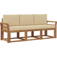 vidaXL Outdoor-Sofagarnitur 3 stk. Natur und Beige