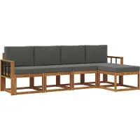 vidaXL Outdoor-Sofagarnitur mit Kissen 5 pcs Natur und Anthrazit