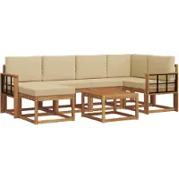vidaXL Outdoor-Sofagarnitur 7 stk. Natur und Beige