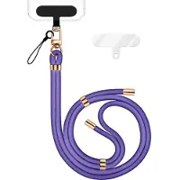 Nalia HoldMe Edition - Lanyard mit Karabiner Schwarz & 2 Pads - Universal Handykette Nylon Umhänge Band - Blau Lila