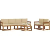 vidaXL Outdoor-Sofagarnitur 7 stk. Natur und Beige