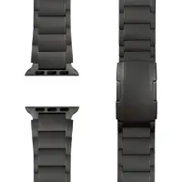 Nalia Argon Titan Armband für Apple Watch SE/10/9/8/7/6/5/4/3/2/1, Metall Ersatzarmband mit Faltschließe, 38/40/41/42mm - Titan Schwarz