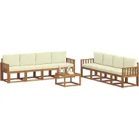 vidaXL Outdoor-Sofagarnitur 9 Stk. Natur und Creme