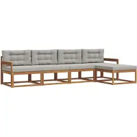 vidaXL Outdoor-Sofagarnitur mit Kissen 5 pcs Natürlich und Hellgrau
