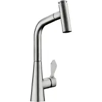 NABER Armatur UMORE 2 in Edelstahlfinish mit herausziehbarem Auslauf / Küchenarmatur / Einhebelmischer