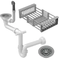 Granitan - Siphon - Ablaufgarnitur - teleskopisch - 1 Becken - Grau - Sanitär Zubehör