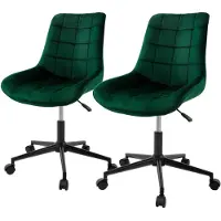 ML-Design 2x Bürostuhl mit Rückenlehne, Grün, Sitzfläche aus Samt mit Metallgestell