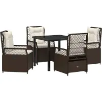 vidaXL Möbel 5-teiliges Garten-Ess-Set Braunes Poly-Rattan - Gartenstühle 3380989