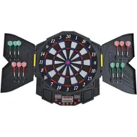 HOMCOM Elektronische Dartscheibe Dartboard Set mit Türen – LED Anzeige, Soundeffekte, 12 Darts und 216 Spiele für bis zu 8 Spieler, 49 x 54,6 x 5,5 cm