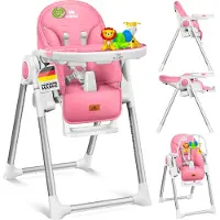 Kidiz 3in1 Hochstuhl Kinderhochstuhl inkl. Spielbügel , Babyliege , Kombihochstuhl Babyhochsitz ,7 höhenverstellbar Verstellbare Rückenlehne , mitwachsend ab 0 Monate bis 6 Jahre Babystuhl