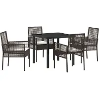 vidaXL Möbel 5-teiliges Garten Esszimmer Set mit Kissen Braun Poly Rattan - Gartenstühle 3379871