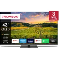 Thomson 43 Zoll (109cm) QLED Zentraler Standfuß Google Smart TV, Wi-Fi, Dolby Audio, Bluetooth 5.1, Triple-Tuner, HDMI, CI+, Panel - 43QG5C14