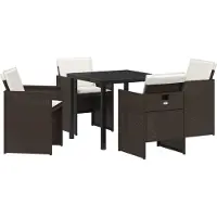vidaXL Möbel 5-teilige Garten-Essgruppe mit Kissen Braun Poly-Rattan - Gartenstühle 3379952