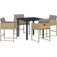 vidaXL Möbel 5 Teile Garten Essgruppe mit Kissen Beige Poly Rattan - Gartenstühle 3380028