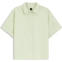 BOSS für Damen. 50559261 Bisenas grünes Hemd (42), Lässig, Leinen, Kurzarm