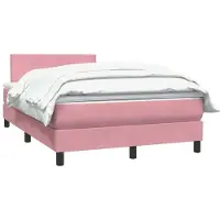 vidaXL Boxspringbett mit Matratze Rosa 120x220 cm Samt
