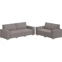 vidaXL 2-tlg. Sofagarnitur mit Kissen Taupe Stoff