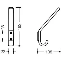 Hewi Garderobenhaken SERIE 477 163mm hoch senfgelb