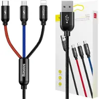 Baseus Colorfone CAMLT-BSY01 USB Kabel 1 2 m USB A 3 x USB C Schwarz Rot Blau