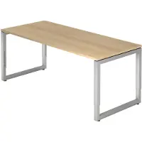 Hjh OFFICE PRO REGO 19 S - 180 x 80 Eiche/Silber höhenverstellbar