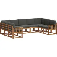 vidaXL Outdoor-Sofagarnitur 9 stk. Natur und Anthrazit