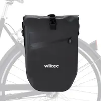 Wiltec Gepäckträgertasche schwarz, Fahrradtasche Gepäckträger 20 l Stauraum, Gepäcktasche mit Tragegurt, Fahrrad Tasche wasserresistent Reflektoren