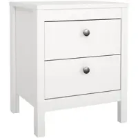Wellhome - Nachttisch mit 2 Schubladen und Metall- oder Ledergriffen in der Farbe Weiß 44 x 39 x 55 cm - Guadalquivir