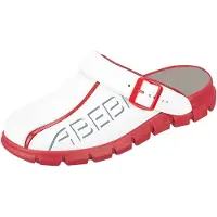 ABEBA Clog weiß/rot mit Aufdruck - 40