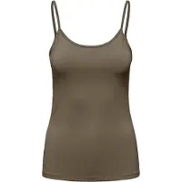ONLY Spaghettitop "ONLEA S/L NEW SINGLET JRS NOOS", Damen, Gr. M, grün (canteen), Jersey, Obermaterial: 94% Polyamid, 6% Elasthan, unifarben, regular fit hüftlang, Rundhals, Tops Spaghettitop