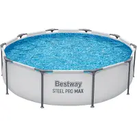 Bestway Steel Pro MAX Frame Pool ohne Pumpe Ø 305 x 76 cm, lichtgrau, rund