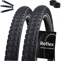 Schwalbe Marathon Mondial 2 x Performance Fahrradreifen RaceG E-50 Schwarz-Reflex 47-622 (28 x 1,75") + 2 x Schläuche SV17 inkl. maxxi4you Reifenheber