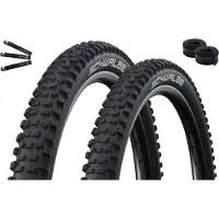 Bike-parts 2 x Faltreifen Schwalbe Hans Dampf Performance TLR TwinSkin ADDIX E-25 29 x 2,35 (60-622) Schwarz + 2 x Schwalbe Schläuche AV19 inkl. Reifenheber