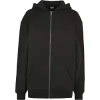 Urban Classics weicher Damen Hoodie große Kapuze Reißverschluss 300 g/m² mit Baumwolle Schwarz