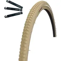 Bike-parts 1 x Rexway "Legend" Pannenschutz Fahrradreifen Creme mit Reflex 40-635 (28 x 1 1/2) inkl. maxxi4you Reifenheber
