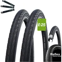 Bike-parts 2 x Schwalbe Delta Cruiser Plus PunctureGuard E-25 Fahrradreifen 28 x 1 1/2 (40-635) Schwarz/Reflex inkl. Reifenheber
