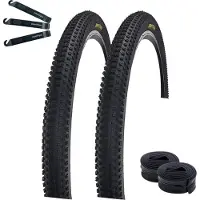 Bike-parts 2 x Roverstone 27,5" Fahrradreifen Schwarz 54-584 (27,5 x 1,95) + 2 passende Schläuche AV inkl. maxxi4you Reifenheber