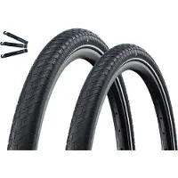 Bike-parts 2 x Schwalbe Motion Big Apple Fahrradreifen RaceGuard ADDIX Green E-25 Schwarz+Reflex 50-305 (16 x 2.0") inkl. maxxi4you Reifenheber