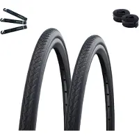 Bike-parts 2 x Schwalbe Rollstuhlreifen Marathon Plus Evo SmartGuard NMC (Black N Roll) Schwarz 37-540 (24 x 1 3/8") + 2 x Schwalbe Schläuche AV9 inkl. maxxi4you Reifenheber