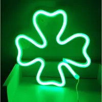 Lapalife Vierblättriges Kleeblatt Leuchtreklame LED Neonlicht USB Nachtlicht Batteriebetrieben für Wand Zimmer Spielzimmer Bar Party Dekoration