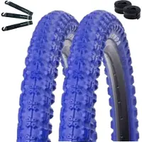 Bike-parts Angebot-Set / 2 x Kenda K-51 Fahrradreifen BMX in Blau 58-406 (20 x 2.25) + 2 passende Schläuche AV inkl. maxxi4you Reifenheber